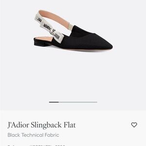 Dior J'Adior Black Slingback Flats Authentic